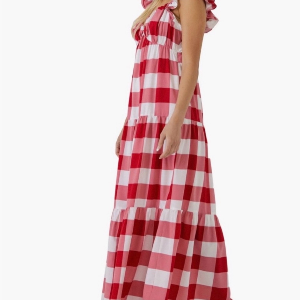 English Factory red gingham maxi dress nwot - Picture 3 of 8